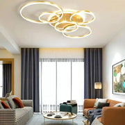 Lustra LED cu telecomanda LYRA 248W, 5 Cercuri, lumina Rece/Calda/Neutra, Dimabila, Auriu Periat Lustre LED cu Telecomanda Default Title Alessandro Design