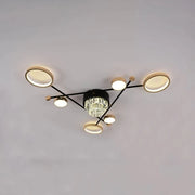 Lampadario LED con telecomando e cristallo MISEL 138W, 7 Elementi, Luce Fredda/Calda/Neutra, Dimmerabile, Lampadari LED Nero Oro con Telecomando Titolo predefinito Alessandro Design