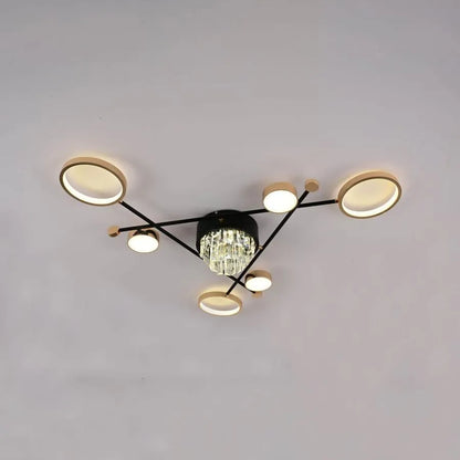 Lampadario LED con telecomando e cristallo MISEL 138W, 7 Elementi, Luce Fredda/Calda/Neutra, Dimmerabile, Lampadari LED Nero Oro con Telecomando Titolo predefinito Alessandro Design