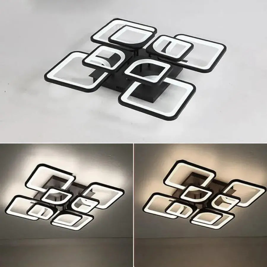Lampadario a LED con telecomando FELY 192W, 8 Quadrati, Luce Fredda/Calda/Neutra, Dimmerabile, Lampadario a LED Bianco con telecomando Titolo predefinito Alessandro Design