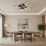 Lampadario LED con telecomando ZOE, 8 Quadrati, 138W, Luce Fredda/Calda/Neutra, Dimmerabile, Nero