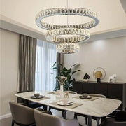 Lampadario LED a Sospensione con telecomando e cristallo TEATRU 36W, 3 Cerchi, Luce Fredda/Calda/Neutra, Dimmerabile, Cromo Lucido, Altezza Regolabile Lampadari LED in Cristallo Titolo predefinito Alessandro Design