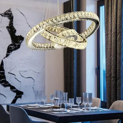 Lampadario LED a Sospensione con telecomando e cristallo TEATRU 36W, 3 Cerchi, Luce Fredda/Calda/Neutra, Dimmerabile, Cromo Lucido, Altezza Regolabile Lampadari LED in Cristallo Titolo predefinito Alessandro Design
