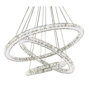 Lampadario LED a Sospensione con telecomando e cristallo TEATRU 36W, 3 Cerchi, Luce Fredda/Calda/Neutra, Dimmerabile, Cromo Lucido, Altezza Regolabile Lampadari LED in Cristallo Titolo predefinito Alessandro Design
