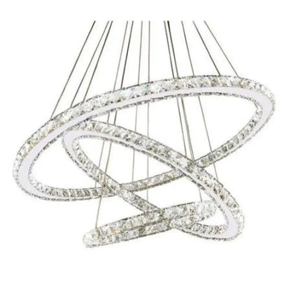 Lampadario LED a Sospensione con telecomando e cristallo TEATRU 36W, 3 Cerchi, Luce Fredda/Calda/Neutra, Dimmerabile, Cromo Lucido, Altezza Regolabile Lampadari LED in Cristallo Titolo predefinito Alessandro Design