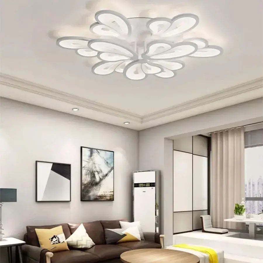 Lampadario a LED con telecomando BLOSSOM 49W, 9 Petali, Luce Fredda/Calda/Neutra, Dimmerabile, Lampadario a LED Bianco con telecomando Titolo predefinito Alessandro Design