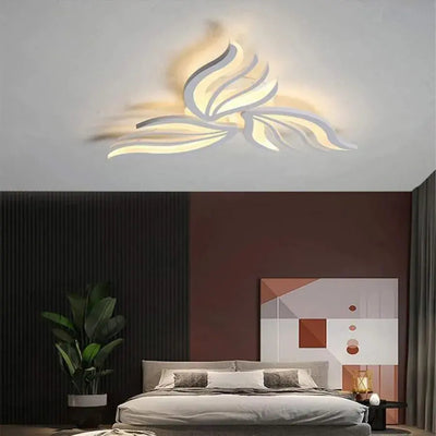 Lampadario LED con telecomando SAKURA 38W, 3 Petali, Luce Fredda/Calda/Neutra, Dimmerabile, Bianco, Metallo e Acrilico