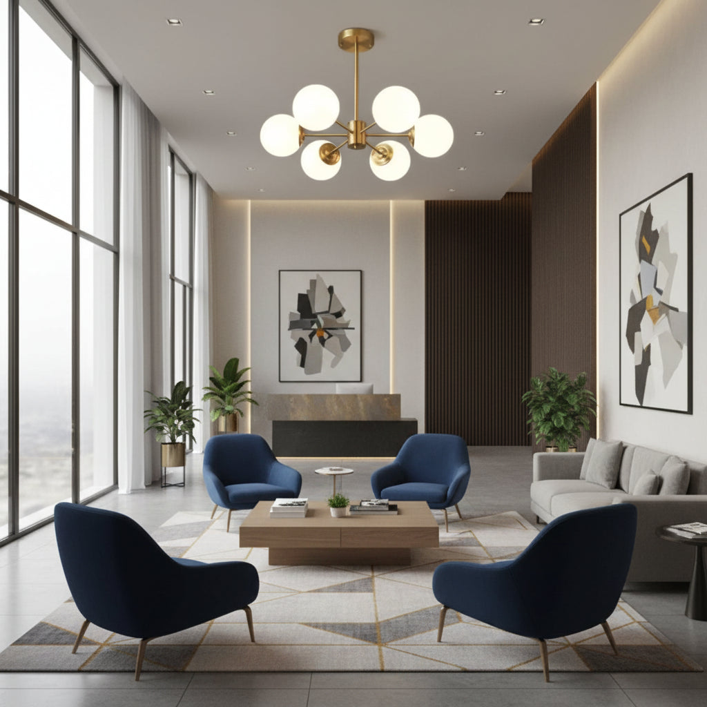 Lampadario LC801/6GD, 6x E27, Oro Bianco, Metallo Lampadari Moderni Titolo predefinito Alessandro Design