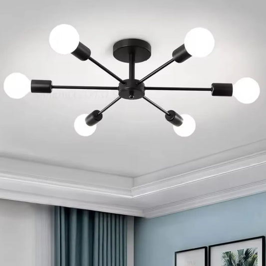 Lustra Mikkos 6XE27, diametru 49cm, Negru Lustre Moderne Default Title Alessandro Design