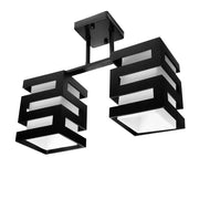 VANJA Lampadario in Legno con Paralume Quadrato 2 X Attacco E27 Lampadari Classici Bianco Nero Titolo predefinito Alessandro Design