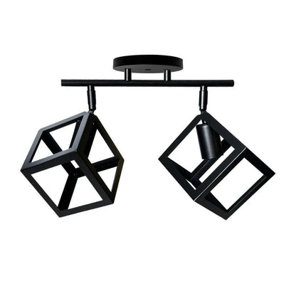 Lampadario a forma di cubo, STRUKTUR Duo, 2xE27, Nero, Lampadari industriali in metallo Titolo predefinito Alessandro Design