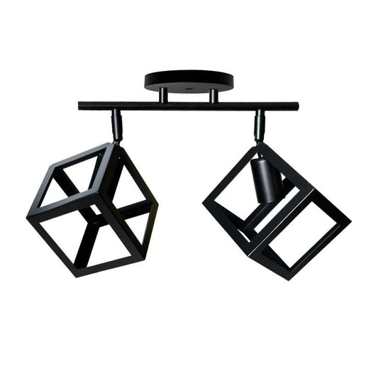 Lampadario a forma di cubo, STRUKTUR Duo, 2xE27, Nero, Lampadari industriali in metallo Titolo predefinito Alessandro Design