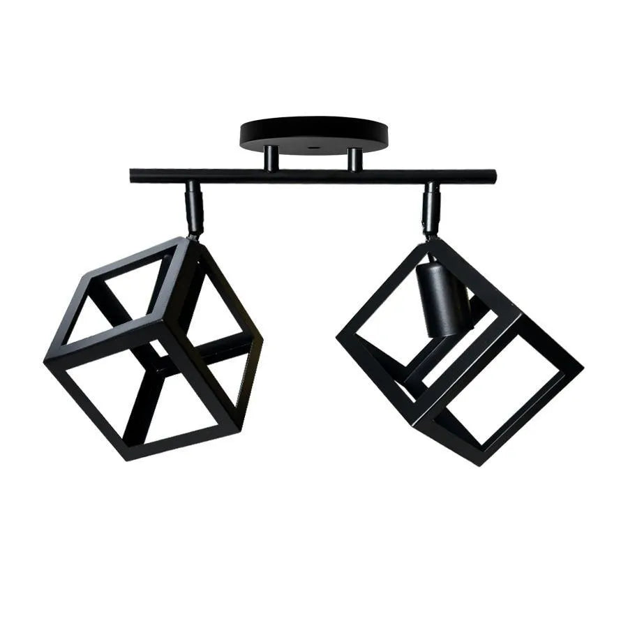 Lampadario a forma di cubo, STRUKTUR Duo, 2xE27, Nero, Lampadari industriali in metallo Titolo predefinito Alessandro Design