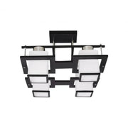 Lampadario classico Aramis in legno, paralume quadrato, 4 attacchi E27, lampadari classici bianco/nero Titolo predefinito Alessandro Design
