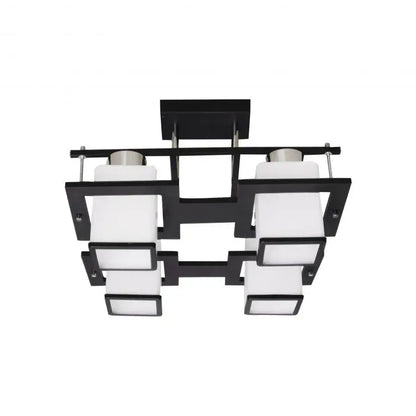 Lampadario classico Aramis in legno, paralume quadrato, 4 attacchi E27, lampadari classici bianco/nero Titolo predefinito Alessandro Design
