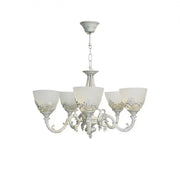 Lampadario VINTAGE, Tipologia a sospensione con bracci, COTTAGE, Circolare, 5xE27, Vetro e metallo, Lampadari classici bianchi Titolo predefinito Alessandro Design