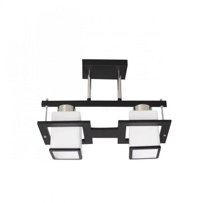 Lampadario classico Aramis con paralume quadrato in legno 2X E27 Lampadari classici grigio nero Titolo predefinito Alessandro Design