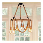 Lampadario rustico a corda 6x E27 Lampadari vintage sospesi a corda circolare Titolo predefinito Alessandro Design