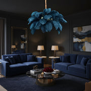 Lampadario Minoss, 8W, Luce Fredda 6000K, Piume, 1xE27, Diametro 75cm, Candelabro Moderno Nero Titolo predefinito Alessandro Design