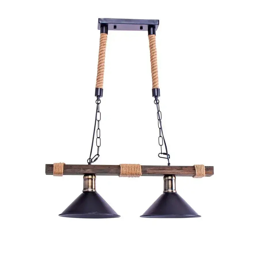 Lampadario tradizionale, 2xE27, marrone, metallo e corda Lampadario vintage Titolo predefinito Alessandro Design