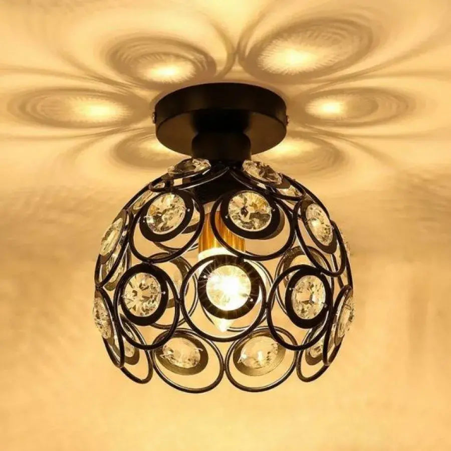 Lampadario Vera, 1x E27, diametro 18 cm, nero, metallo e cristallo Lampadari classici Titolo predefinito Alessandro Design