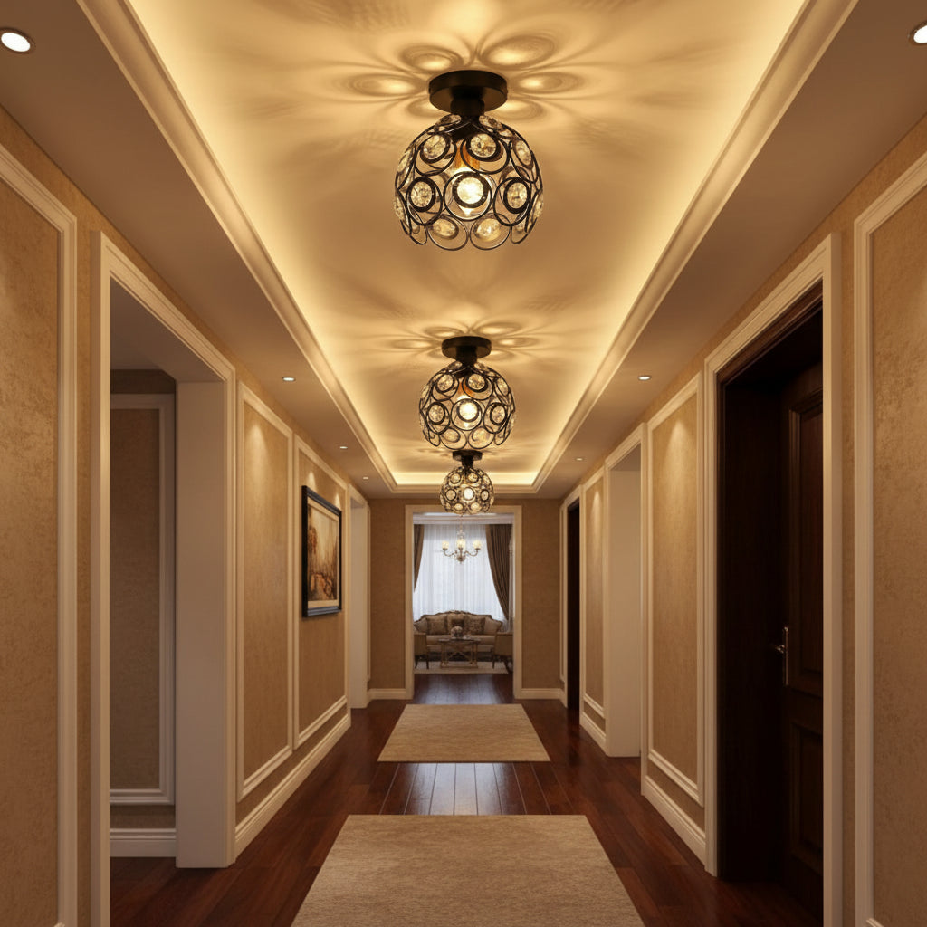 Lampadario Vera, 1x E27, diametro 18 cm, nero, metallo e cristallo Lampadari classici Titolo predefinito Alessandro Design