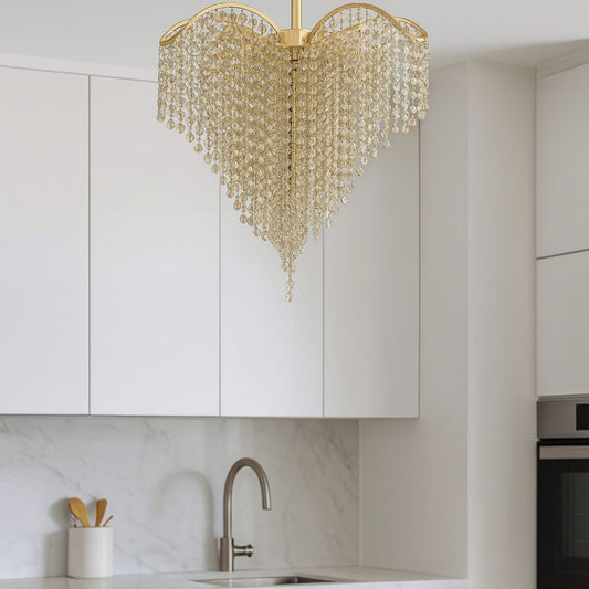 Lampadario in cristallo Ander, 4xE14, diametro 45 cm, Lampadari in cristallo color oro Titolo predefinito Alessandro Design