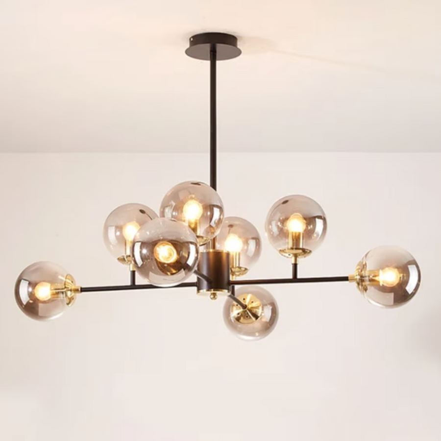 Lampadario Jermija con paralume, 8x E27, apparecchi di illuminazione in oro nero Titolo predefinito Alessandro Design