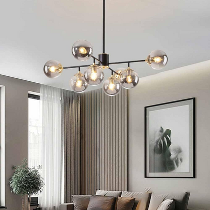 Lampadario Jermija con paralume, 8x E27, apparecchi di illuminazione in oro nero Titolo predefinito Alessandro Design
