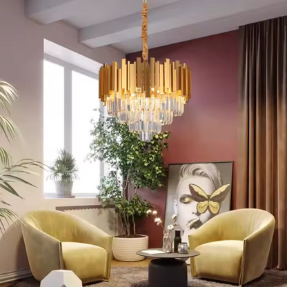 BLOIS Lampadario di cristallo Eleganza, diametro 50 cm, 8x E14, oro lucido, altezza regolabile Lampadari di cristallo Titolo predefinito Alessandro Design