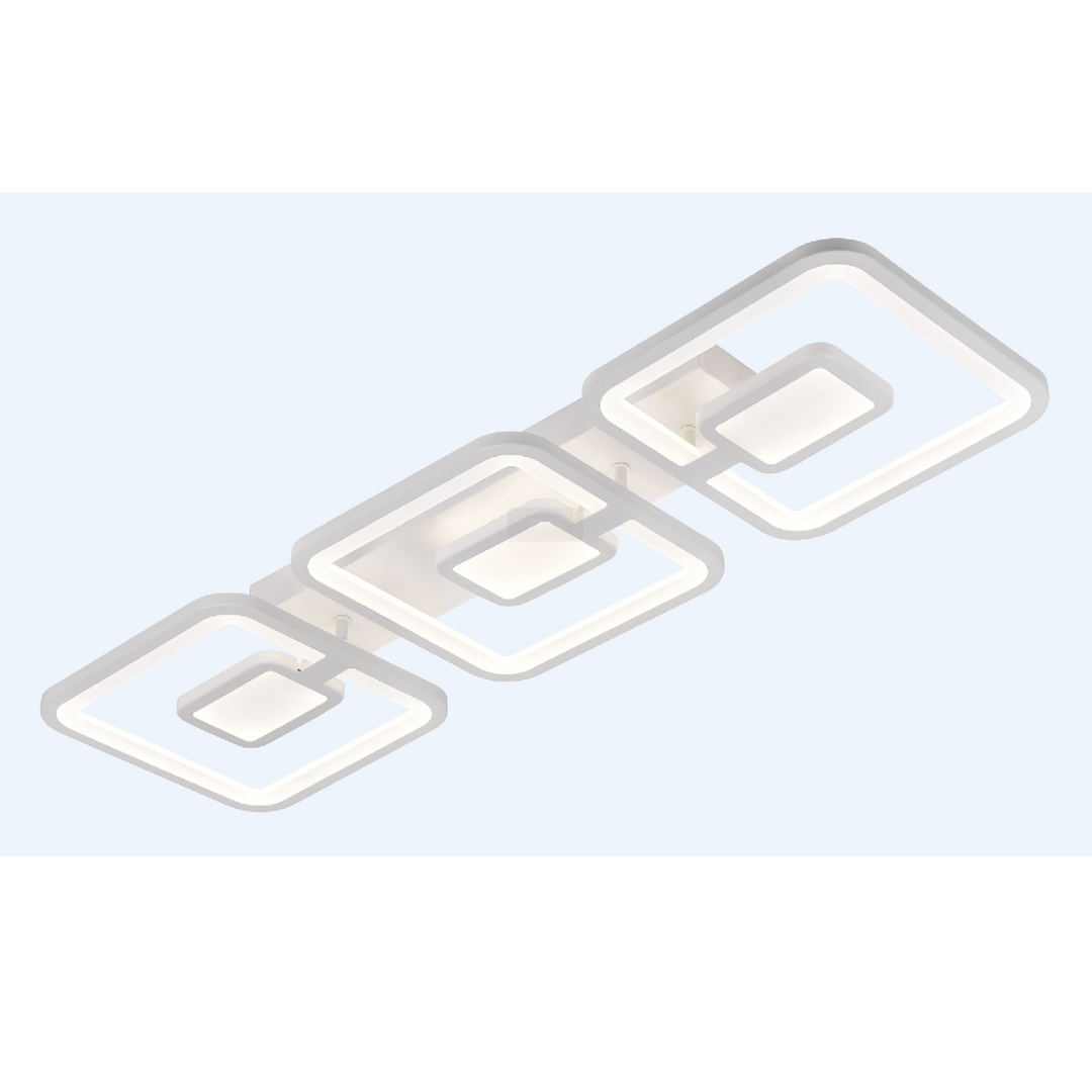 Lustra LED cu telecomanda FELIX 87W, 3 Patrate, lumina Rece/Calda/Neutra, Dimabila, Alb Lustre LED cu Telecomanda Default Title Alessandro Design