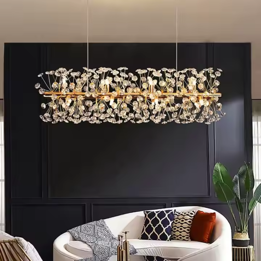 Lampadario di cristallo MINUET 9x G9, lunghezza 70 cm, oro lucido, altezza regolabile Lampadario di cristallo Titolo predefinito Alessandro Design