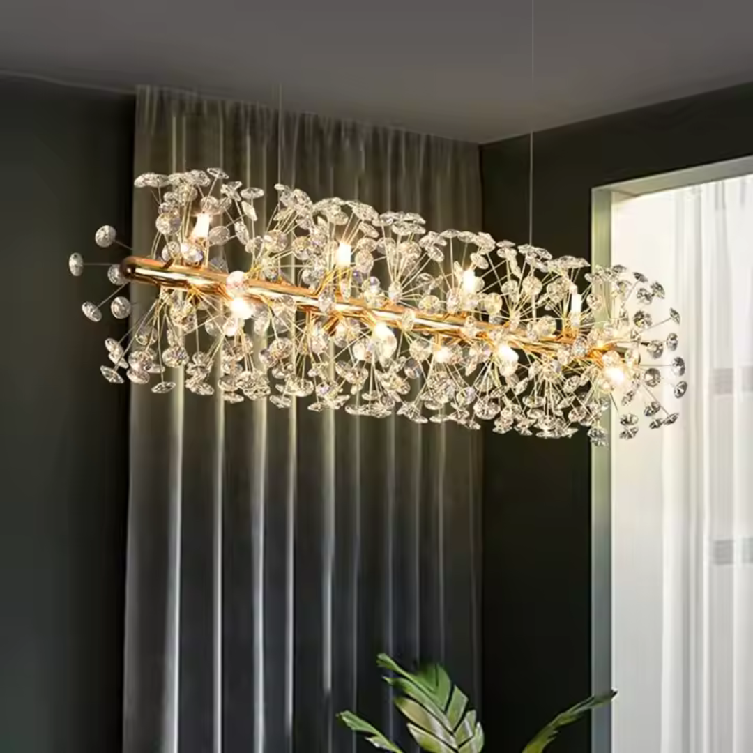 Lampadario di cristallo MINUET 9x G9, lunghezza 70 cm, oro lucido, altezza regolabile Lampadario di cristallo Titolo predefinito Alessandro Design