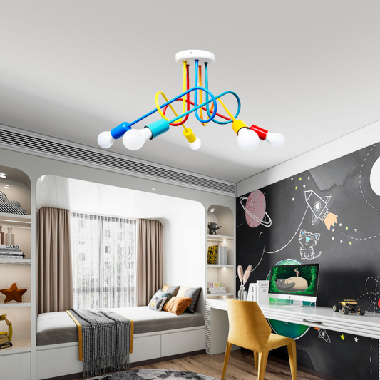Lampadario MINIMALISTA, con Braccia, ANGIOLO, Undulata, 5xE27, Lampadari per Bambini Multicolor Titolo predefinito Alessandro Design