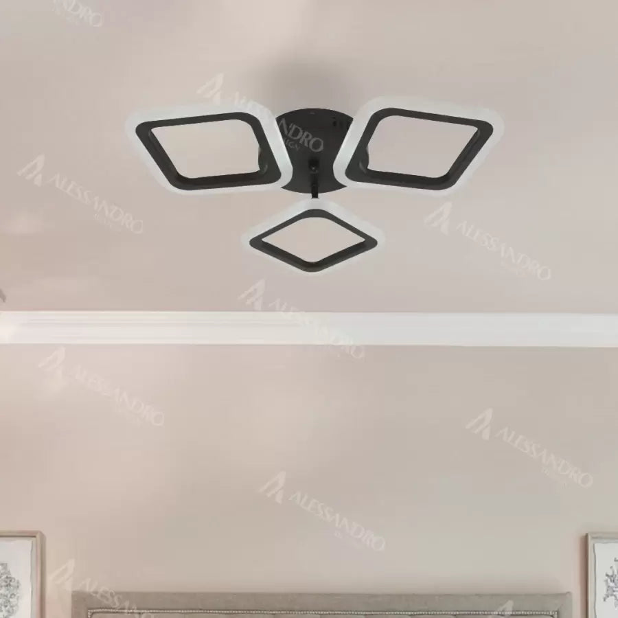 Lampadario LED PULSARIS 40W, 3 Quadrati, Luce Fredda/Calda/Neutra, Lampadari LED Nero Titolo predefinito Alessandro Design