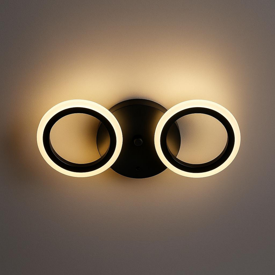 Lustra LED MARA 28W, 2 Cercuri, lumina Rece/Calda/Neutra, Negru