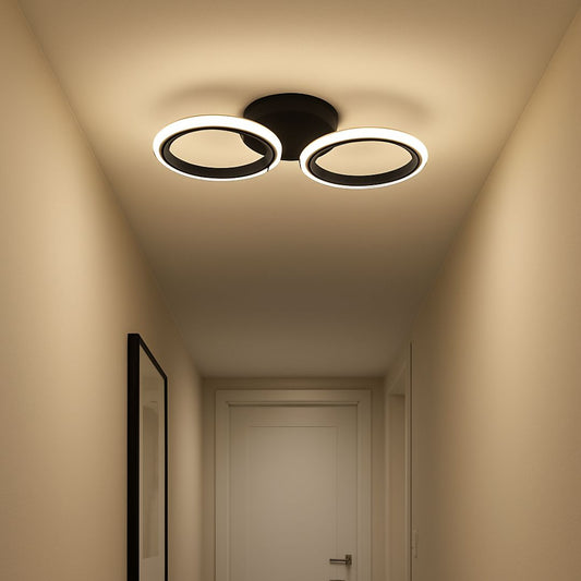 Lampadario LED GRANDE 28W, 2 Cerchi, Luce Fredda/Calda/Neutra, Nero