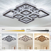 Lampadario LED con telecomando e cristallo QUADRIA SUPREMO RGB 168W, 8 Quadrati, Luce Fredda/Calda/Neutra, Dimmerabile, Cromo Lucido Lampadari LED con Telecomando Titolo predefinito Alessandro Design