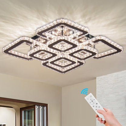Lampadario LED con telecomando e cristallo QUADRIA SUPREMO RGB 168W, 8 Quadrati, Luce Fredda/Calda/Neutra, Dimmerabile, Cromo Lucido Lampadari LED con Telecomando Titolo predefinito Alessandro Design