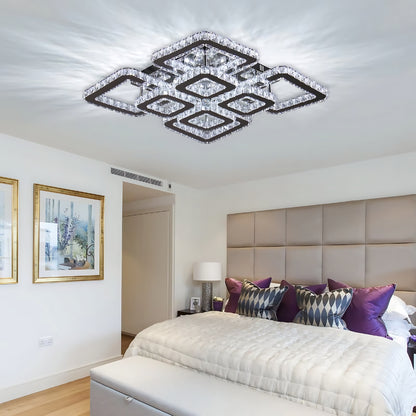 Lampadario LED con telecomando e cristallo QUADRIA SUPREMO RGB 168W, 8 Quadrati, Luce Fredda/Calda/Neutra, Dimmerabile, Cromo Lucido Lampadari LED con Telecomando Titolo predefinito Alessandro Design