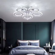 Lampadario LED con telecomando e cristallo ALANUBIS 80W, 5 Cerchi, Luce Fredda/Calda/Neutra, Dimmerabile, Lampadari LED in Cristallo Cromo Lucido Titolo predefinito Alessandro Design
