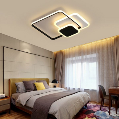 Lampadario LED con telecomando ANEMONA 71W, 3 Quadrati, Luce Fredda/Calda/Neutra, Dimmerabile, Nero
