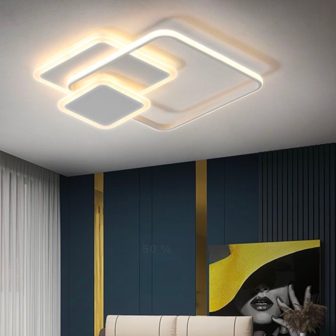 Lampadario a LED con telecomando ANEMONA 75W, 3 Quadrati, Luce Fredda/Calda/Neutra, Dimmerabile, Lampadario a LED Bianco con telecomando Titolo predefinito Alessandro Design