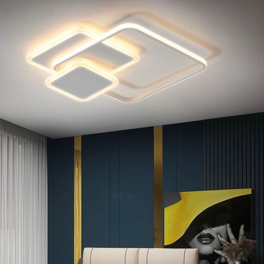 Lampadario a LED con telecomando ANEMONA 75W, 3 Quadrati, Luce Fredda/Calda/Neutra, Dimmerabile, Lampadario a LED Bianco con telecomando Titolo predefinito Alessandro Design