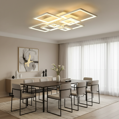 Lustra LED cu telecomanda ELLA 187W, 8 Patrate, lumina Rece/Calda/Neutra, Dimabila, Alb Lustre LED cu Telecomanda Default Title Alessandro Design