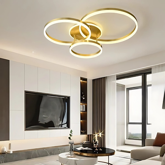 Lampadario LED con telecomando RIGA LILITH 68W, 3 Cerchi, Luce Fredda/Calda/Neutra, Dimmerabile, Lampadari LED con Telecomando Oro Lucido Titolo predefinito Alessandro Design