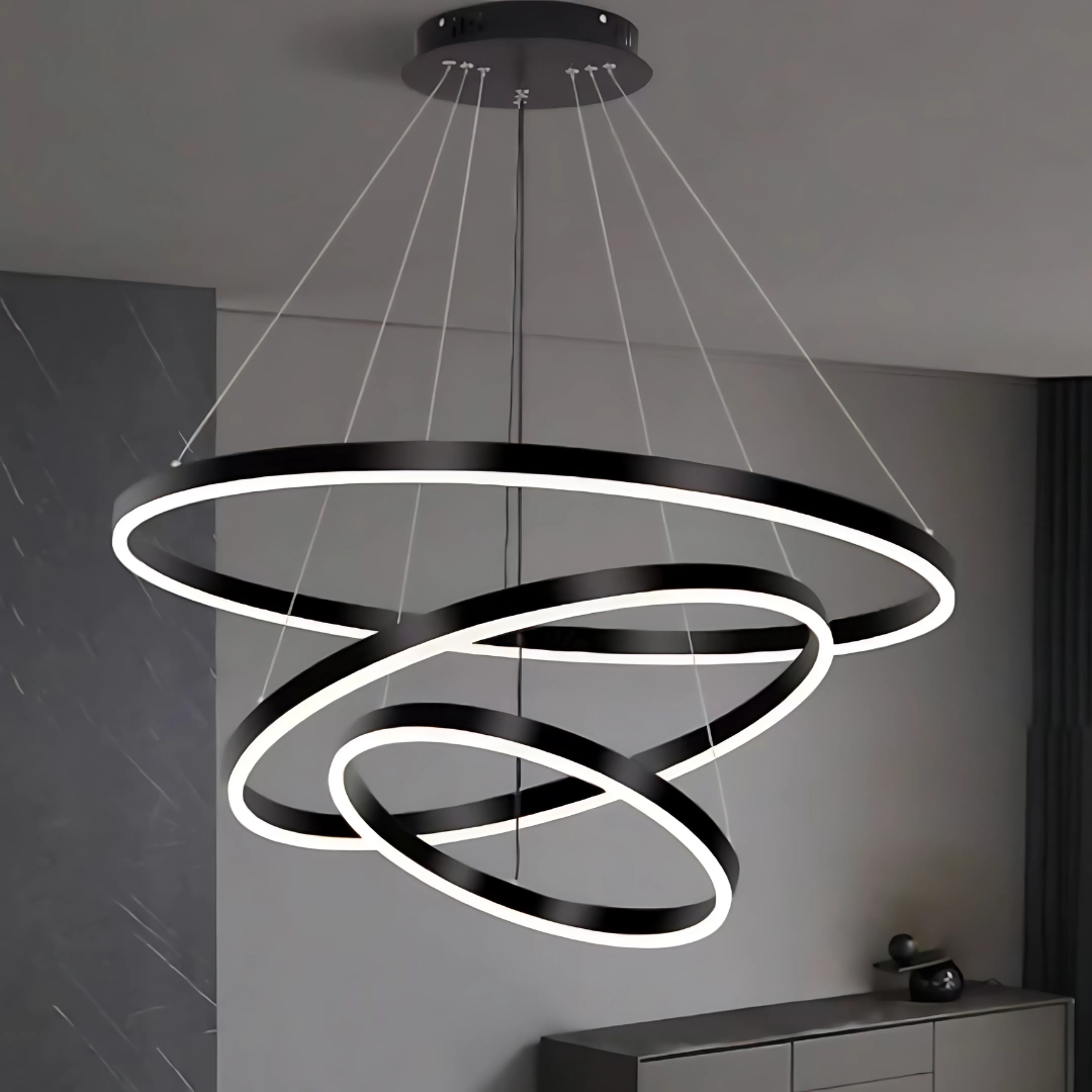Lampadario a sospensione a LED PAGANO 95W, Luce Fredda/Calda/Neutra, Nero, Altezza Regolabile Lampadari Moderni Titolo predefinito Alessandro Design