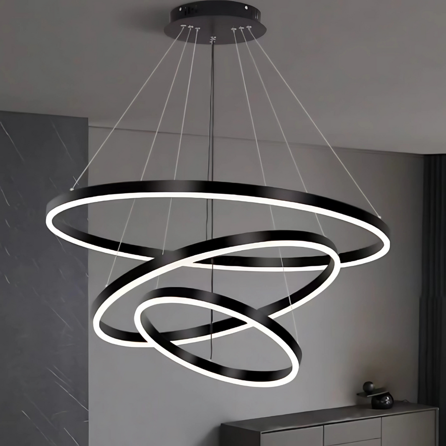 Lampadario a sospensione a LED PAGANO 95W, Luce Fredda/Calda/Neutra, Nero, Altezza Regolabile Lampadari Moderni Titolo predefinito Alessandro Design