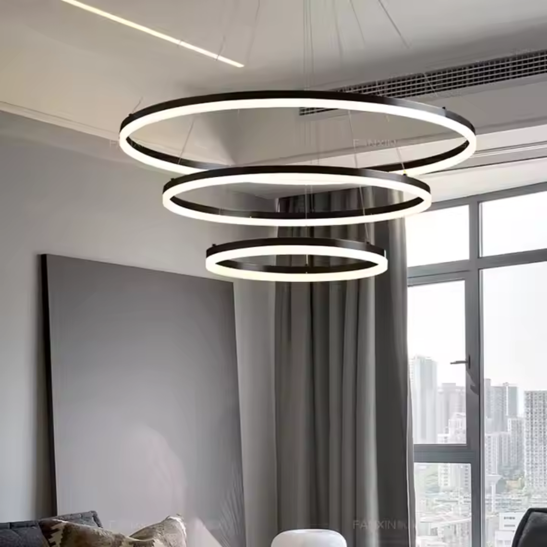 Lampadario a sospensione a LED PAGANO 95W, Luce Fredda/Calda/Neutra, Nero, Altezza Regolabile Lampadari Moderni Titolo predefinito Alessandro Design