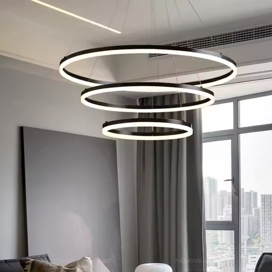 Lampadario a sospensione a LED PAGANO 95W, Luce Fredda/Calda/Neutra, Nero, Altezza Regolabile Lampadari Moderni Titolo predefinito Alessandro Design